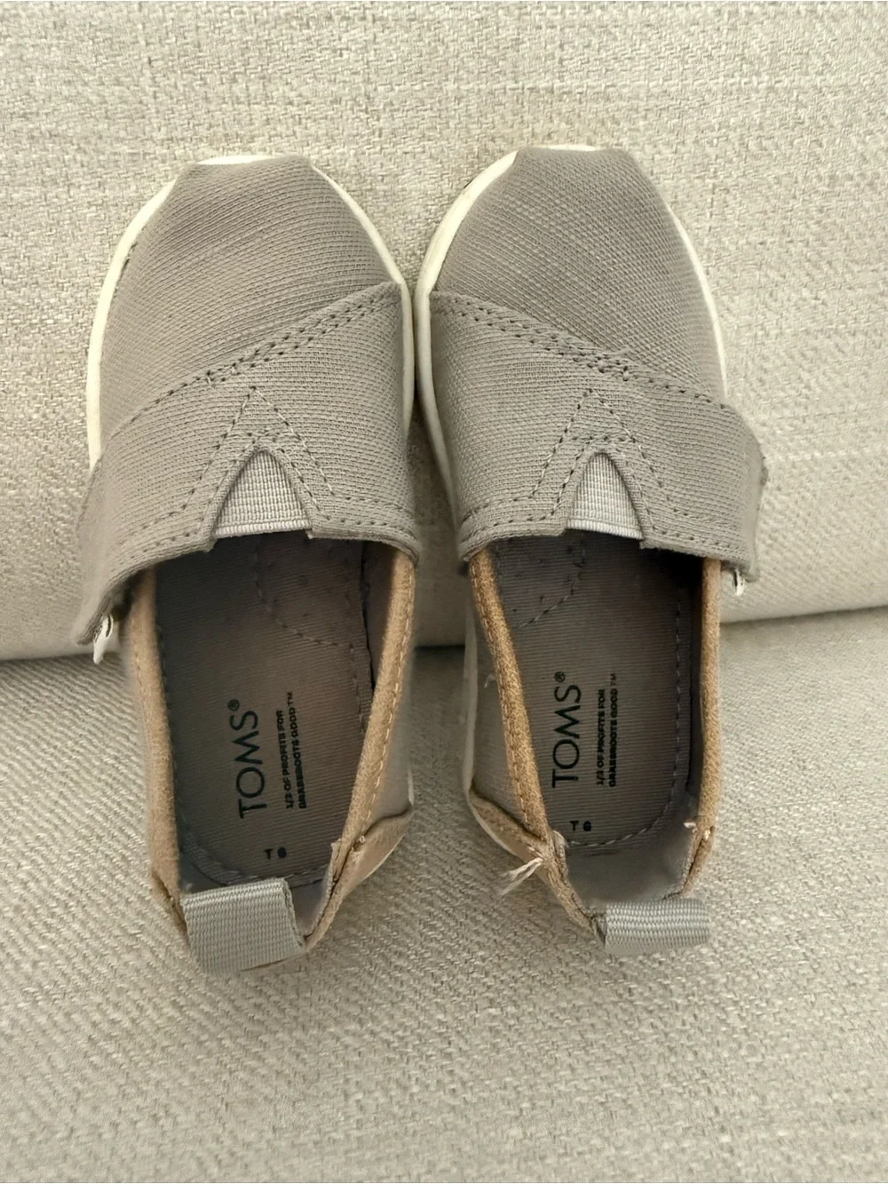 TOMS toddler Gray Canvas Slip-On Shoes